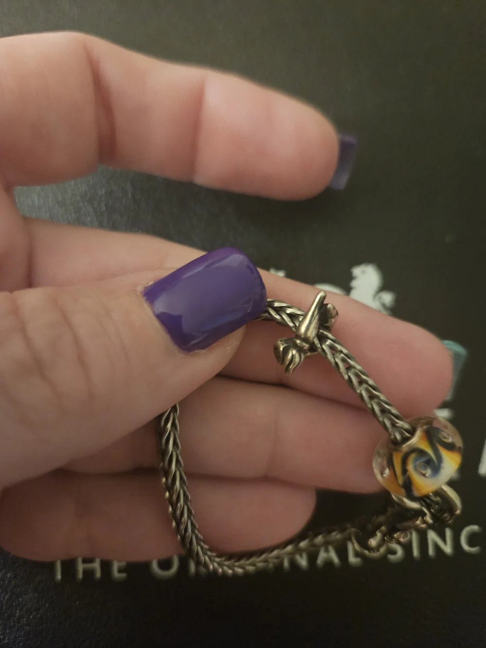 Trollbeads Silver Braided Bracelet with paint themed lock Kids' size 5.5